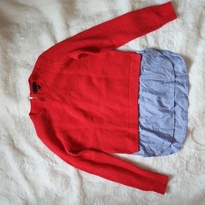 Wool Red J.Crew Sweater with faux shirt - XS